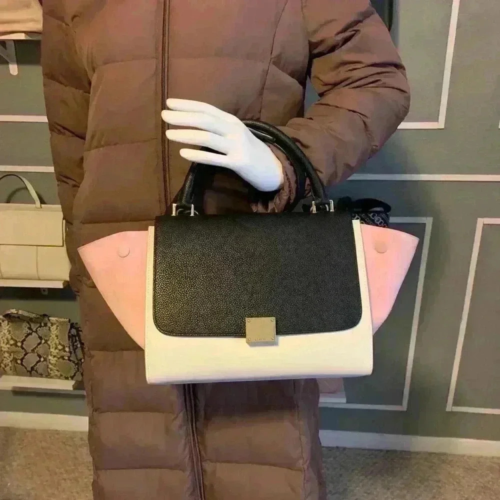 Celine Trapeze Two way black, white and pink color authentic hand bag. - Picture 10 of 15